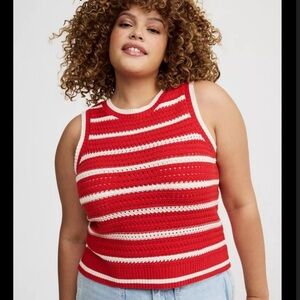 Torrid Red and White Knit Sweater